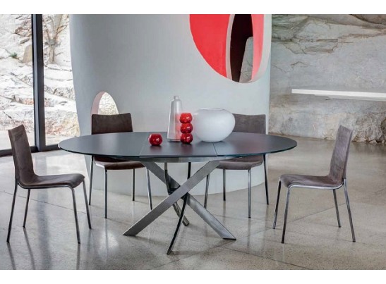 Стол BARONE (01.92) G093 хром/С150 э-бел. гл. стекло, L021алюм.вставка в Ростове-на-Дону