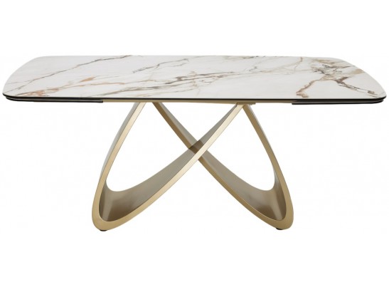 Стол PALACIO 180 KL-188 Контрастный мрамор матовый, итальянская керамика/ Шампань, ®DISAUR в Ростове-на-Дону
