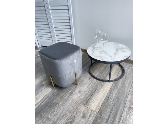 Пуф для гостиной ARES BLUVEL-14 GREY / GOLD в Ростове-на-Дону