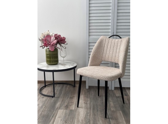 Стул JANETY UF998-04 бежевый, букле / черный каркас/ Товарный знак DISAUR в Ростове-на-Дону