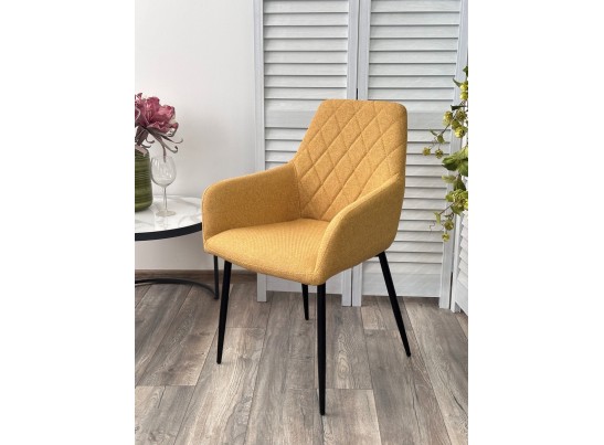 Стул NOVARA Barrel-48 Горчичный, ткань / черный каркас / Товарный знак DISAUR в Ростове-на-Дону