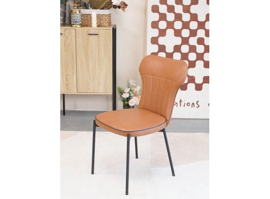 Стул CORDA MA-4/MA-7 коньяк/темно-серый кант, PU / черный каркас в Ростове-на-Дону