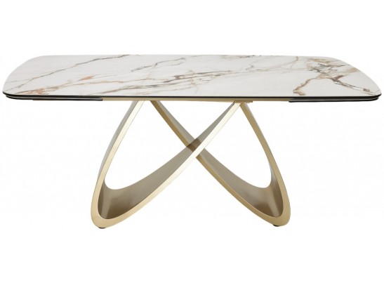 Стол PALACIO 180 KL-188 Контрастный мрамор матовый, итальянская керамика/ Шампань, ®DISAUR в Ростове-на-Дону