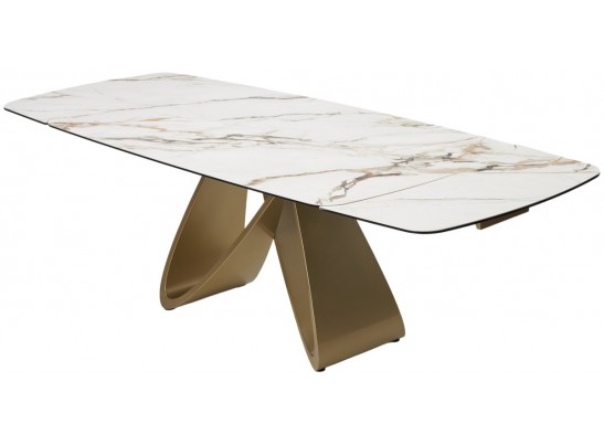 Стол PALACIO 180 KL-188 Контрастный мрамор матовый, итальянская керамика/ Шампань, ®DISAUR в Ростове-на-Дону