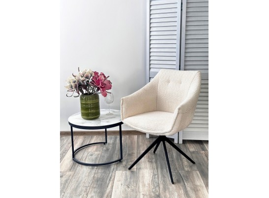 Стул КЛАУДС (CLOUDS) 360 град. поворот. Белый Wales 101, букле/ черный каркас / Товарный знак DISAUR в Ростове-на-Дону