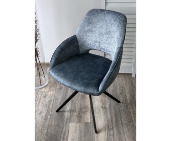 Стул BERRIES 360 град. Синий Loris-37, велюр/ темно-синий 7525-56, велюр/ черный каркас, DISAUR