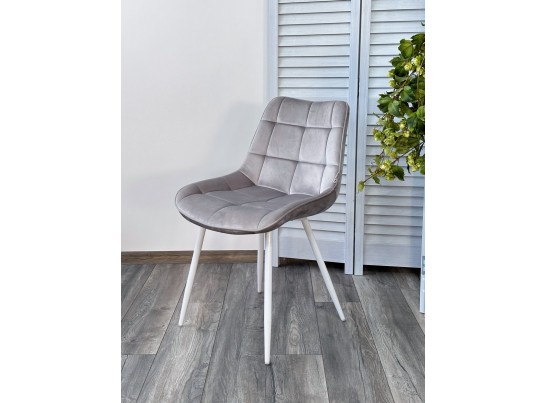 Стул MIAMI G062-37 светло-серый, велюр/ белый каркас в Ростове-на-Дону