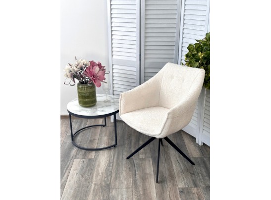 Стул КЛАУДС (CLOUDS) 360 град. поворот. Белый Wales 101, букле/ черный каркас / Товарный знак DISAUR в Ростове-на-Дону