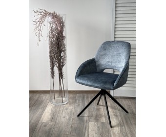 Стул BERRIES 360 град. Синий Loris-37, велюр/ темно-синий 7525-56, велюр/ черный каркас, DISAUR