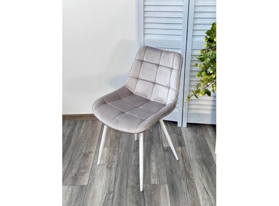 Стул MIAMI G062-37 светло-серый, велюр/ белый каркас в Ростове-на-Дону