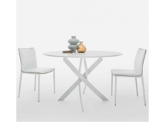 Стол BARONE (01.92) G093 хром/С150 э-бел. гл. стекло, L021алюм.вставка в Ростове-на-Дону