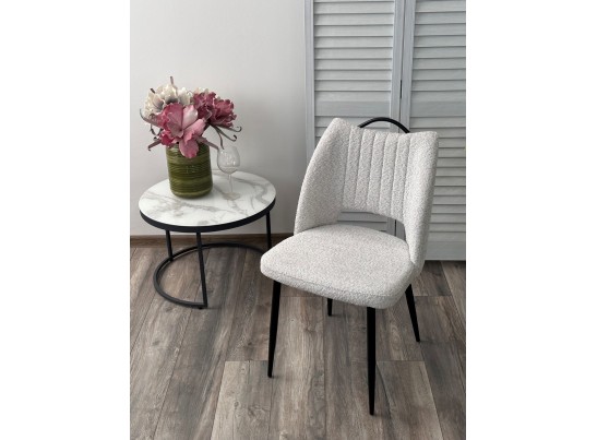 Стул JANETY UF998-14 светло-серый, букле / черный каркас / Товарный знак DISAUR в Ростове-на-Дону