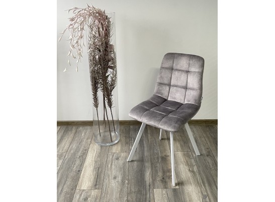 Стул CHILLI SQUARE PK6015-03 (VBP203) античный cеребристо-серый, велюр/ белый каркас в Ростове-на-Дону