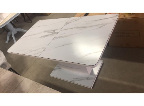Стол ALTA 120 GREY-WHITE MARBLE/ WHITE глазурованное стекло в Ростове-на-Дону