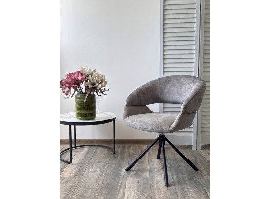Стул EMBER 360 град. поворот. 7525-180 Серый, велюр/ ENJOY-451 Серый, ткань/ Черный, ®DISAUR в Ростове-на-Дону