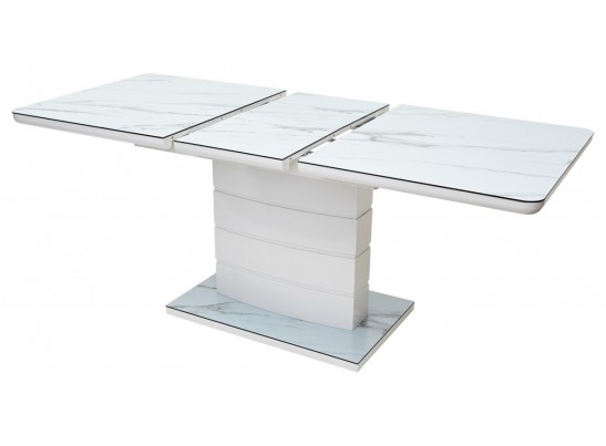 Стол ALTA 120 GREY-WHITE MARBLE/ WHITE глазурованное стекло в Ростове-на-Дону