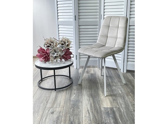 Стул CHILLI SQUARE G108-06 серебристо-серый, велюр/ белый каркас в Ростове-на-Дону