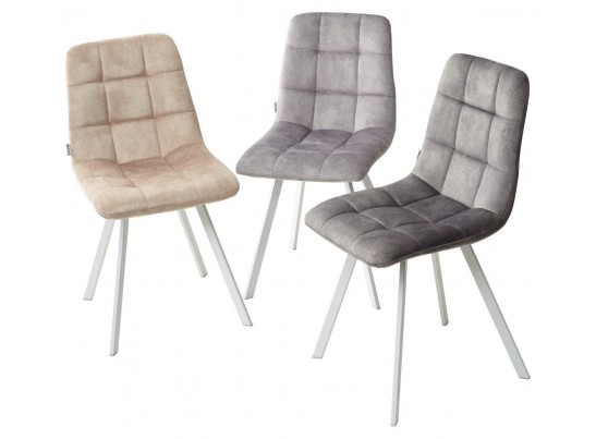 Стул CHILLI SQUARE PK6015-03 (VBP203) античный cеребристо-серый, велюр/ белый каркас в Ростове-на-Дону