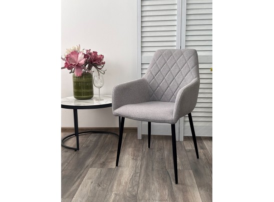 Стул NOVARA Barrel-83 Серый, ткань / черный каркас / Товарный знак DISAUR в Ростове-на-Дону