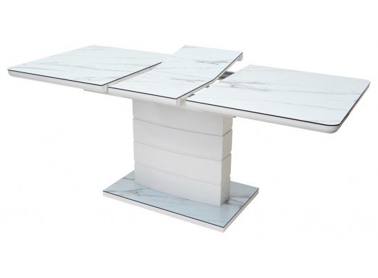 Стол ALTA 120 GREY-WHITE MARBLE/ WHITE глазурованное стекло в Ростове-на-Дону