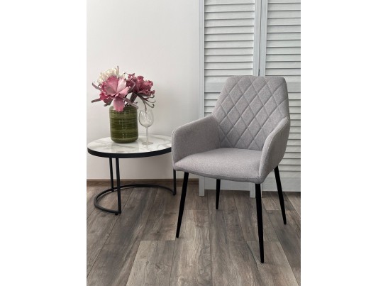 Стул NOVARA Barrel-83 Серый, ткань / черный каркас / Товарный знак DISAUR в Ростове-на-Дону