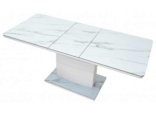 Стол ALTA 120 GREY-WHITE MARBLE/ WHITE глазурованное стекло в Ростове-на-Дону