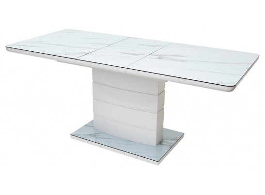 Стол ALTA 120 GREY-WHITE MARBLE/ WHITE глазурованное стекло в Ростове-на-Дону