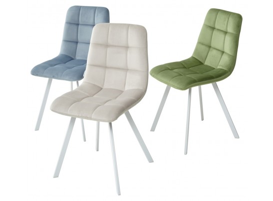 Стул CHILLI SQUARE G108-06 серебристо-серый, велюр/ белый каркас в Ростове-на-Дону