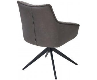 Стул FABIAN 360 град. поворот. MONA-464 Серый, PU/ STEAM-132 Серый, ткань / черный каркас, ®DISAUR