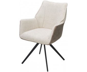 Стул BREVIS 180 град. поворот. XD841-02 Бежевый, букле/ GINO-101 Бежевый, ткань/ Черный, ®DISAUR