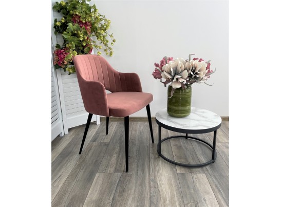 Стул FANTINE-LA РОЗОВЫЙ #15, велюр / черный каркас в Ростове-на-Дону