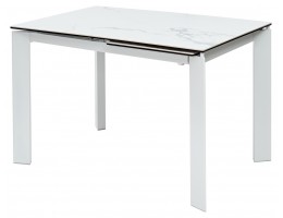 Стол КОРНЕР (CORNER) 120 цвет БЕЛЫЙ МРАМОР (HIGH GLOSS STATUARIO) керамика, стекло/ БЕЛЫЙ, ®DISAUR