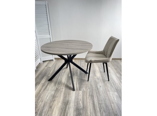 Стол ВЕГА D100 Дуб Шерман серый/ черный каркас 1 шт / 1 кор в Ростове-на-Дону