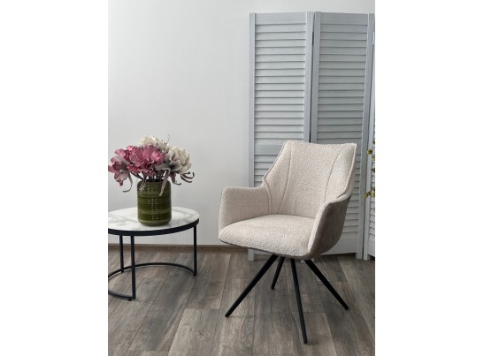 Стул BREVIS 180 град. поворот. XD841-02 Бежевый, букле/ GINO-101 Бежевый, ткань/ Черный, ®DISAUR