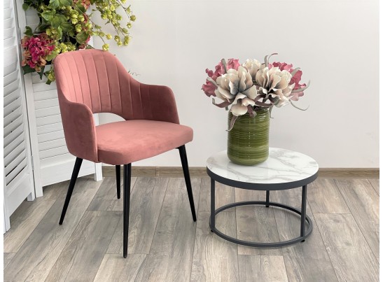 Стул FANTINE-LA РОЗОВЫЙ #15, велюр / черный каркас в Ростове-на-Дону