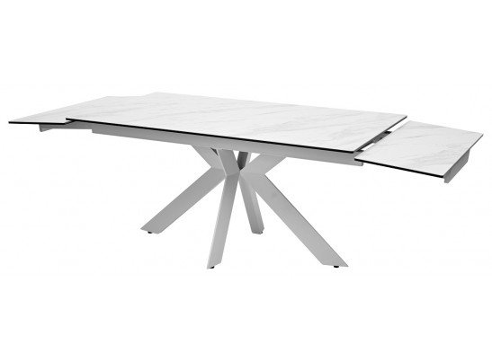 Стол БЕЛЛУНО (BELLUNO) 160 цвет KL-99 БЕЛЫЙ МРАМОР, итальянская керамика/ БЕЛЫЙ каркас, ®DISAUR в Ростове-на-Дону