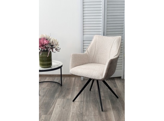 Стул BREVIS 180 град. поворот. XD841-02 Бежевый, букле/ GINO-101 Бежевый, ткань/ Черный, ®DISAUR