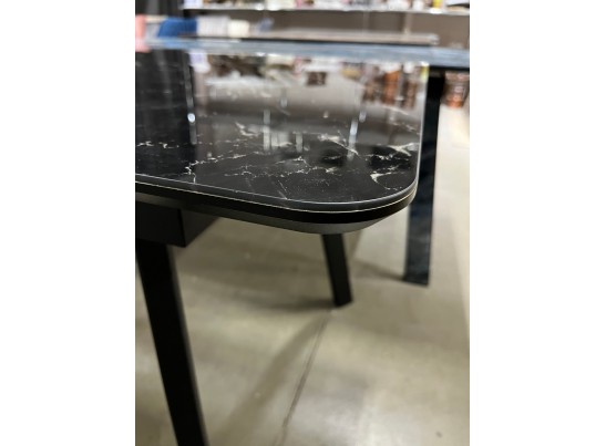 Стол АРУБА 140 ЧЕРНЫЙ МРАМОР, стекло / черный каркас в Ростове-на-Дону