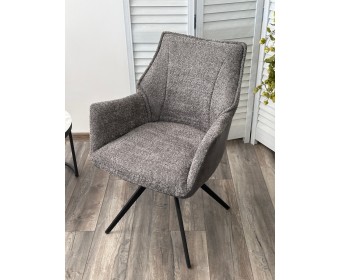Стул BREVIS 180 град. поворот. XD841-16 Серый, букле/ GINO-457 Серый, ткань/ Черный, ®DISAUR
