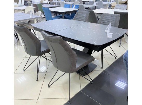 Стол ACUTO2 170 NERO KL-116 Черный мрамор матовый, итальянская керамика/ черный каркас в Ростове-на-Дону