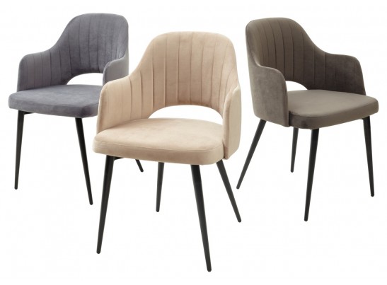 Стул FANTINE-LA СЕРЫЙ #27, велюр / черный каркас в Ростове-на-Дону