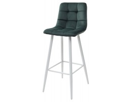 Барный стул LECCO UF910-14 DARK GREEN, велюр/белый каркас, 4 шт./2 кор.  Барный стул LECCO UF910-14 DARK GREEN, велюр/белый каркас, 4 шт./2 кор.