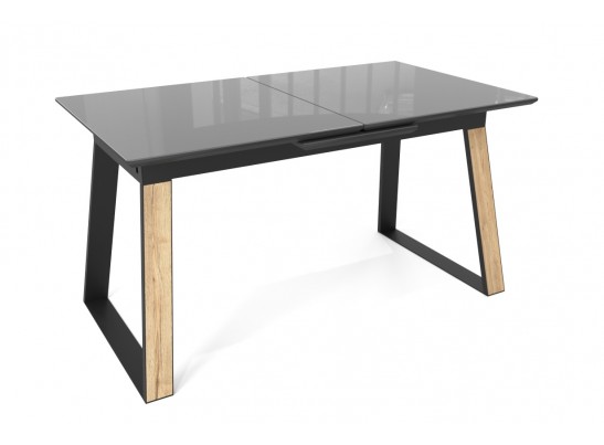 Стол Франк 160 Графит, стекло / Дуб Галифакс, черный в Ростове-на-Дону