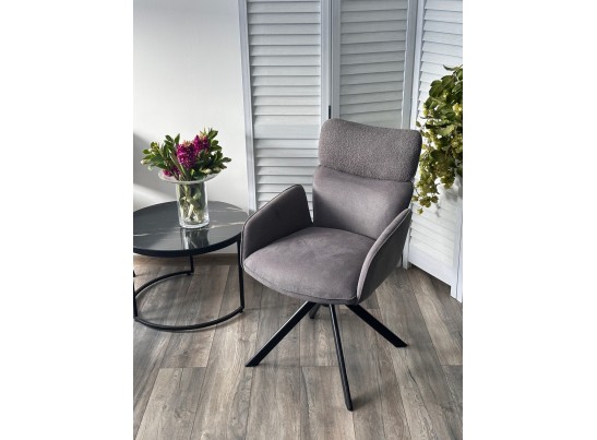 Стул TRIS 360 град. поворот с возвратом, Davis Nowo 92 серый, букле /Point 90 серый/ Черный, ®DISAUR в Ростове-на-Дону