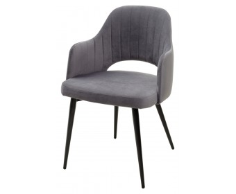 Стул FANTINE-LA СЕРЫЙ #27, велюр / черный каркас 