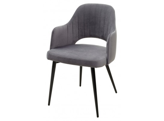 Стул FANTINE-LA СЕРЫЙ #27, велюр / черный каркас в Ростове-на-Дону