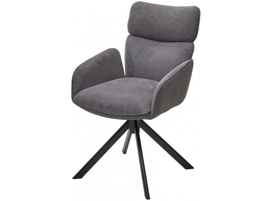Стул TRIS 360 град. поворот с возвратом, Davis Nowo 92 серый, букле /Point 90 серый/ Черный, ®DISAUR в Ростове-на-Дону