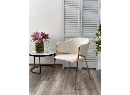 Стул DILL MOMO-01 молочный, велюр "беспальчиковый"/ золотой каркас в Ростове-на-Дону