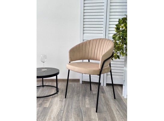 Стул JUST, цвет Velutto 05 Бежевый, велюр / черный каркас в Ростове-на-Дону