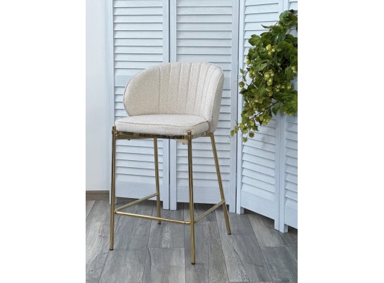 Полубарный стул WENDY TRF-11 светло-бежевый, ткань / золотой каркас (H=65) в Ростове-на-Дону